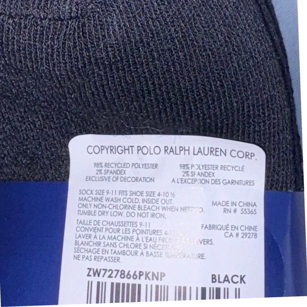 Polo Ralph Lauren No Show Socks 9-11 Black New 6-Pack Embroidered Pony Logo mens